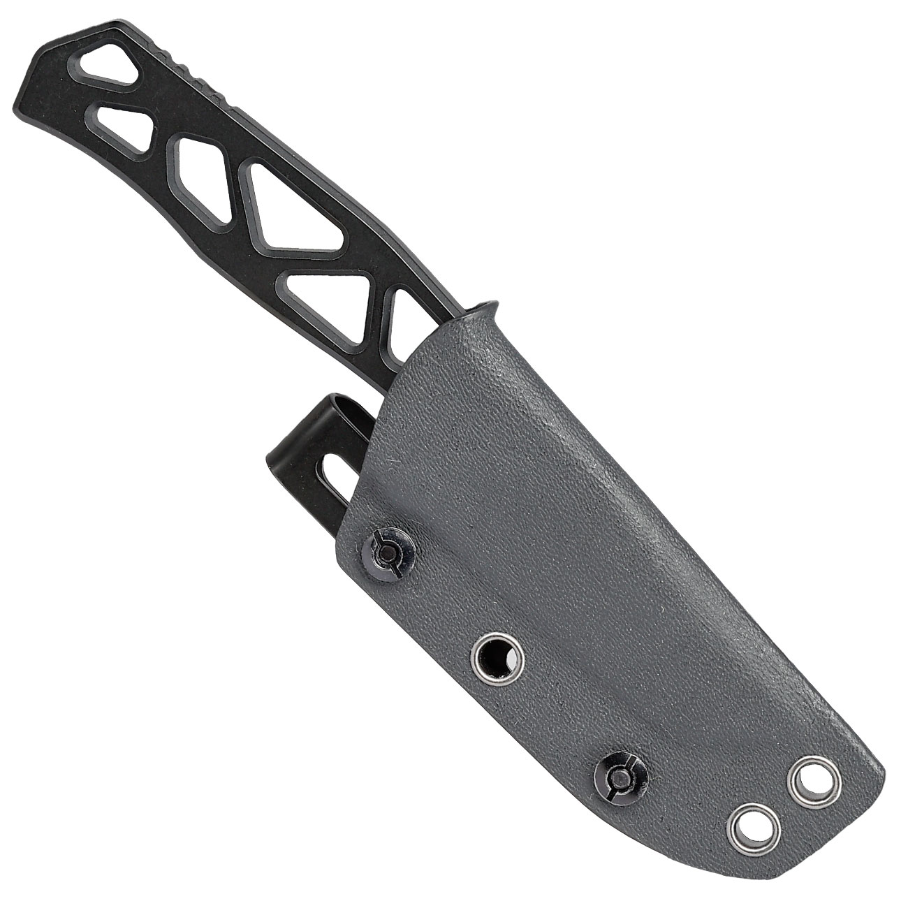Heckler & Koch Taktisches Outdoormesser FX01 Tanto D2 Stahl schwarz inkl. Kydexscheide mit Stahlclip Bild 4