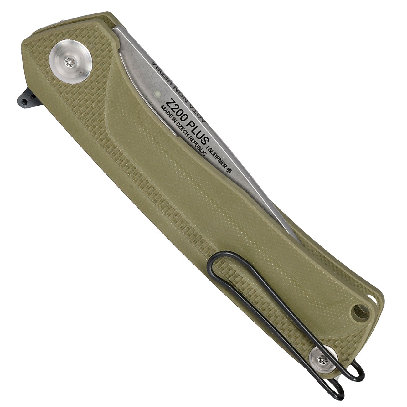ANV Knives 2in1 Taschenmesser / Einhandmesser Z200 Plus Stonewash Sleipner Stahl G10 oliv inkl. Grtelclip Bild 5