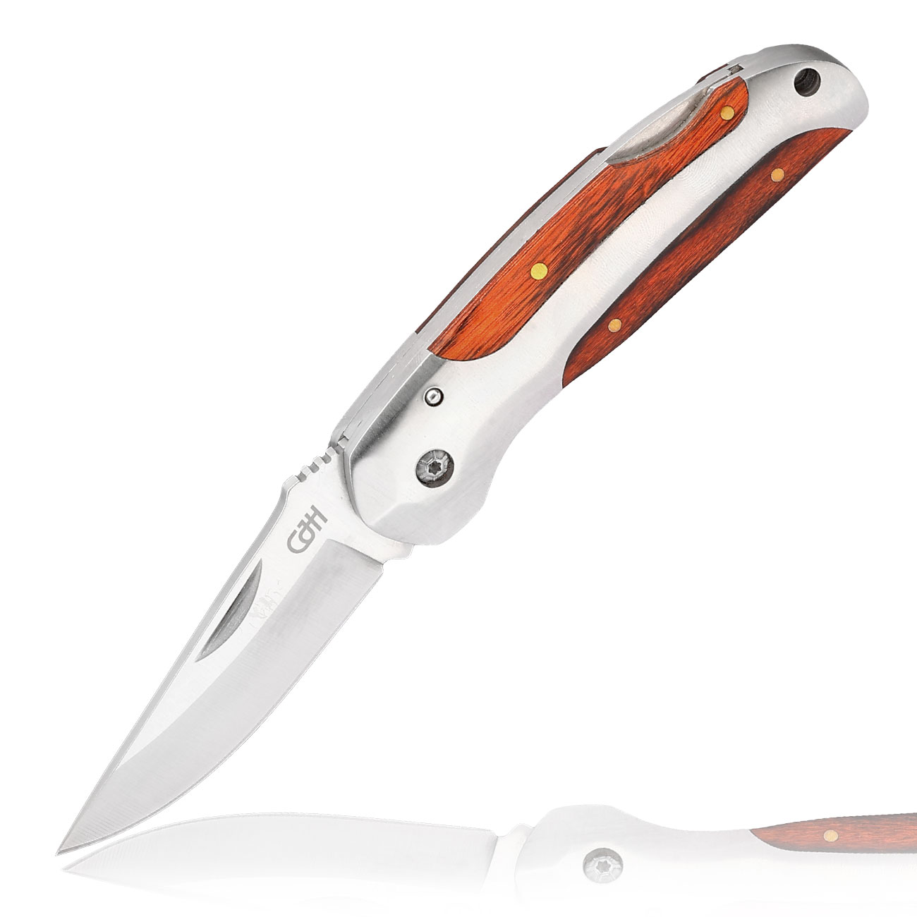 CJH Taschenmesser feststellbar mit Pakkaholzeinlagen und Grtelclip