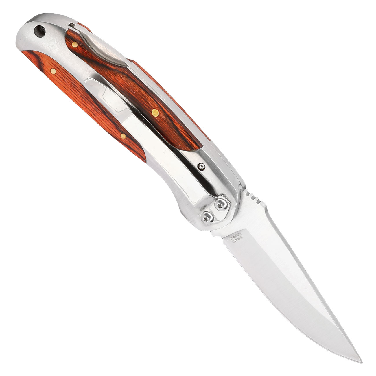CJH Taschenmesser feststellbar mit Pakkaholzeinlagen und Grtelclip Bild 1