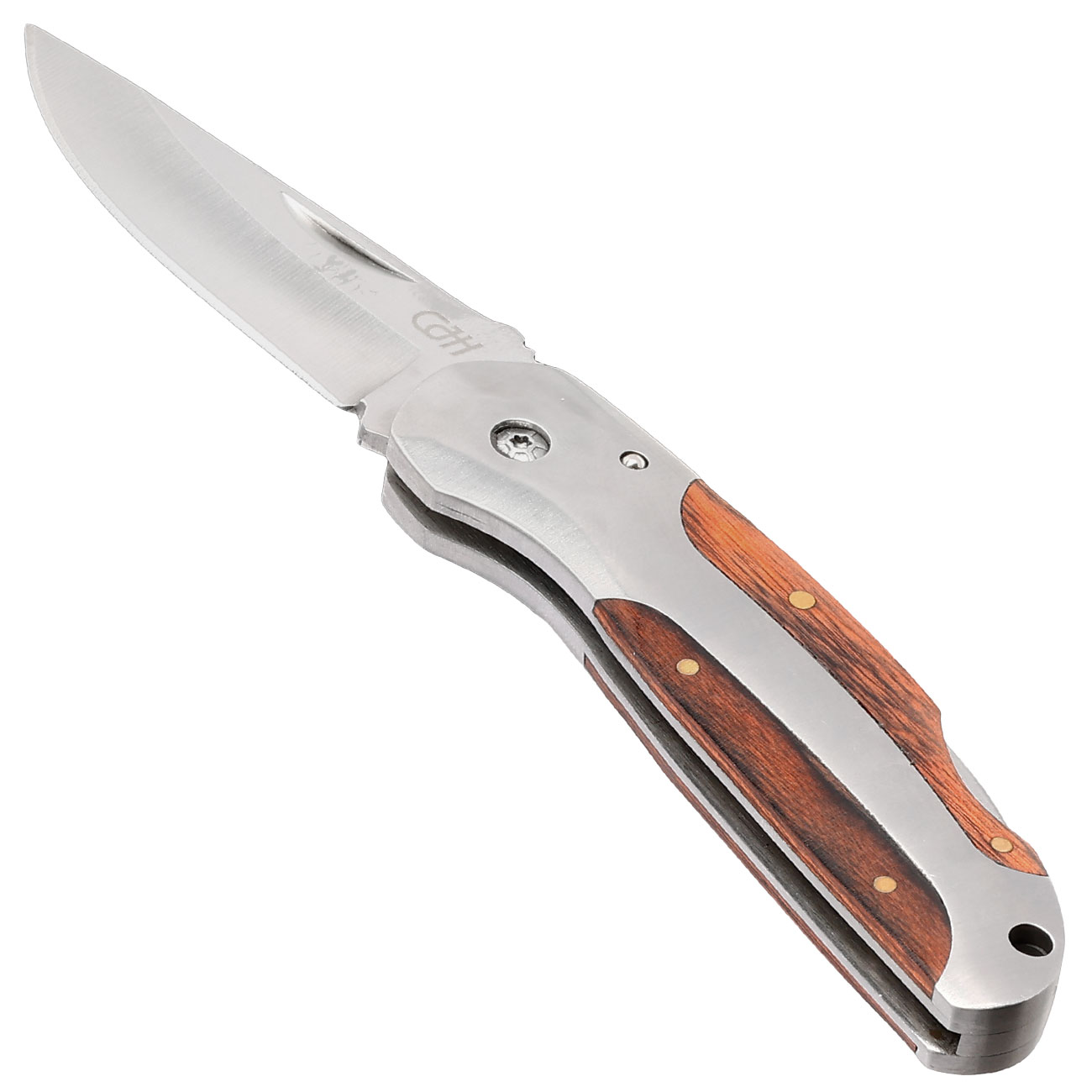 CJH Taschenmesser feststellbar mit Pakkaholzeinlagen und Grtelclip Bild 2