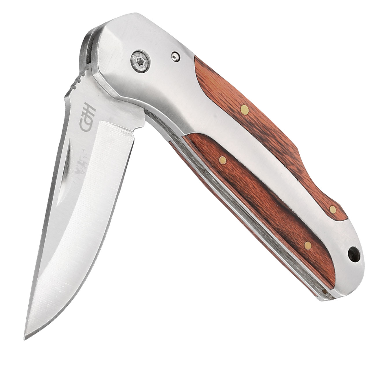CJH Taschenmesser feststellbar mit Pakkaholzeinlagen und Grtelclip Bild 3