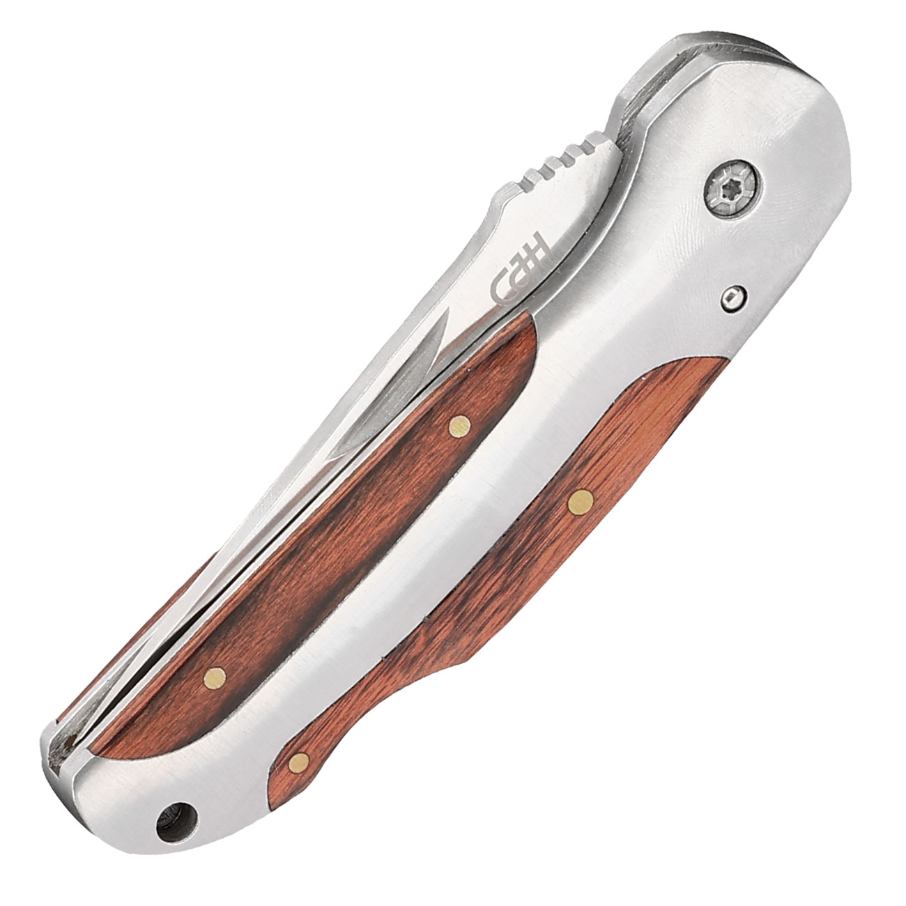 CJH Taschenmesser feststellbar mit Pakkaholzeinlagen und Grtelclip Bild 4