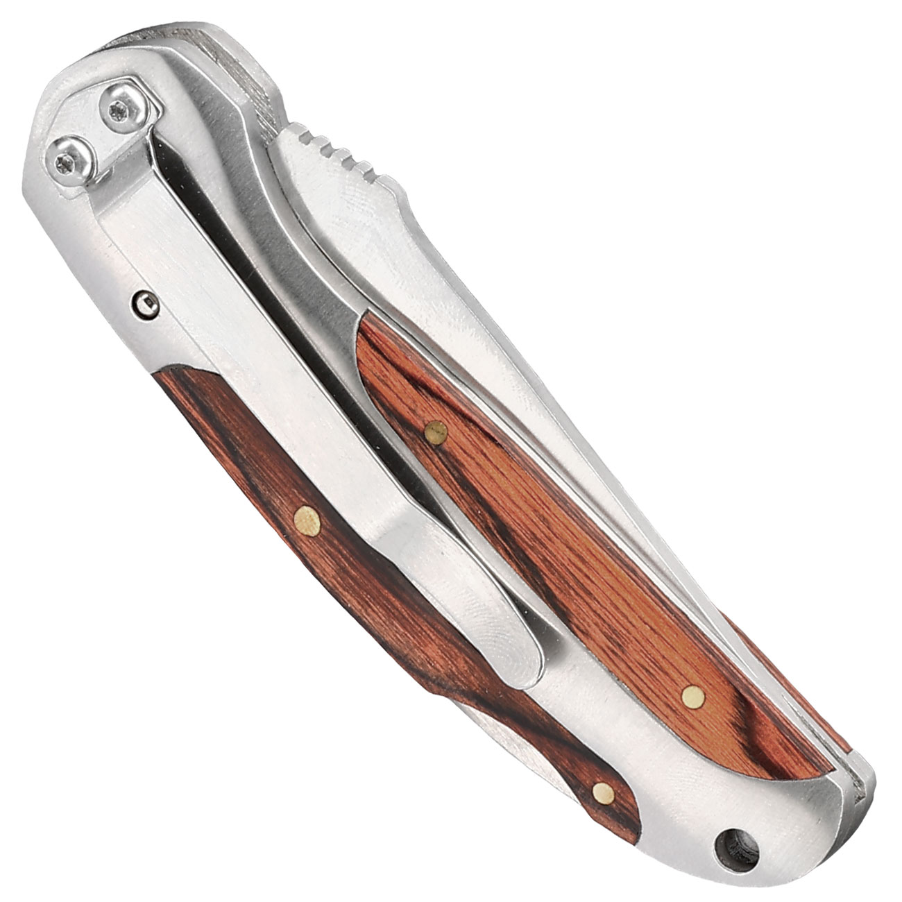 CJH Taschenmesser feststellbar mit Pakkaholzeinlagen und Grtelclip Bild 5