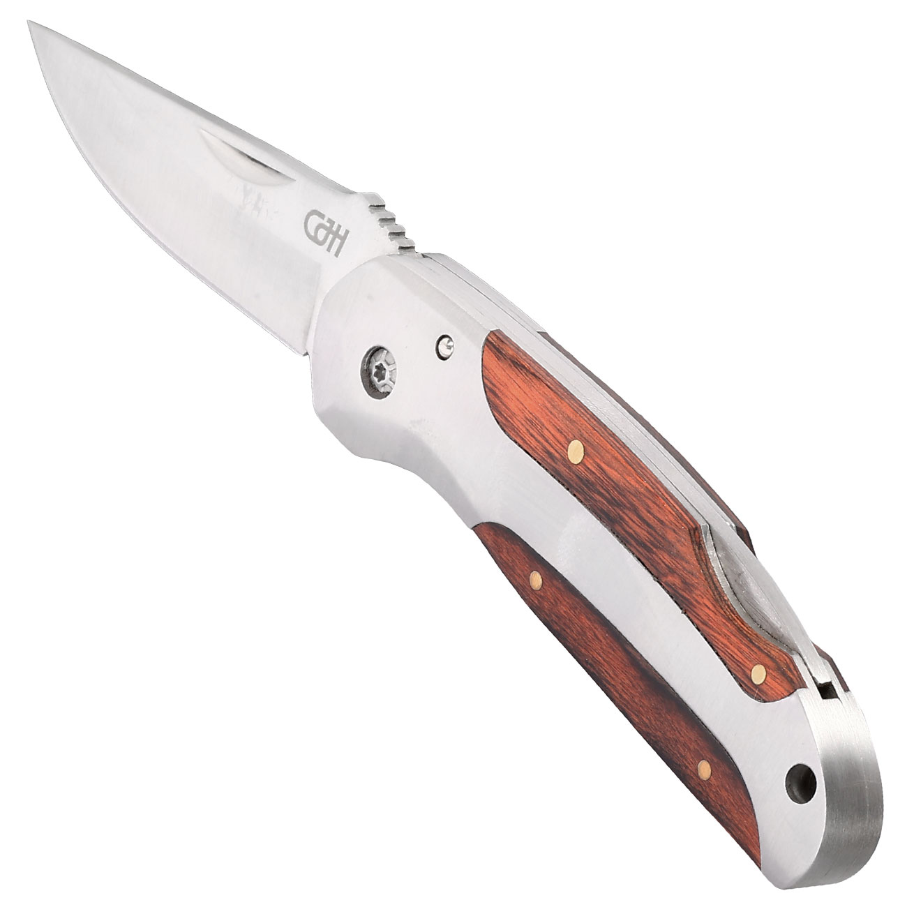 CJH Taschenmesser feststellbar mit Pakkaholzeinlagen und Grtelclip Bild 6