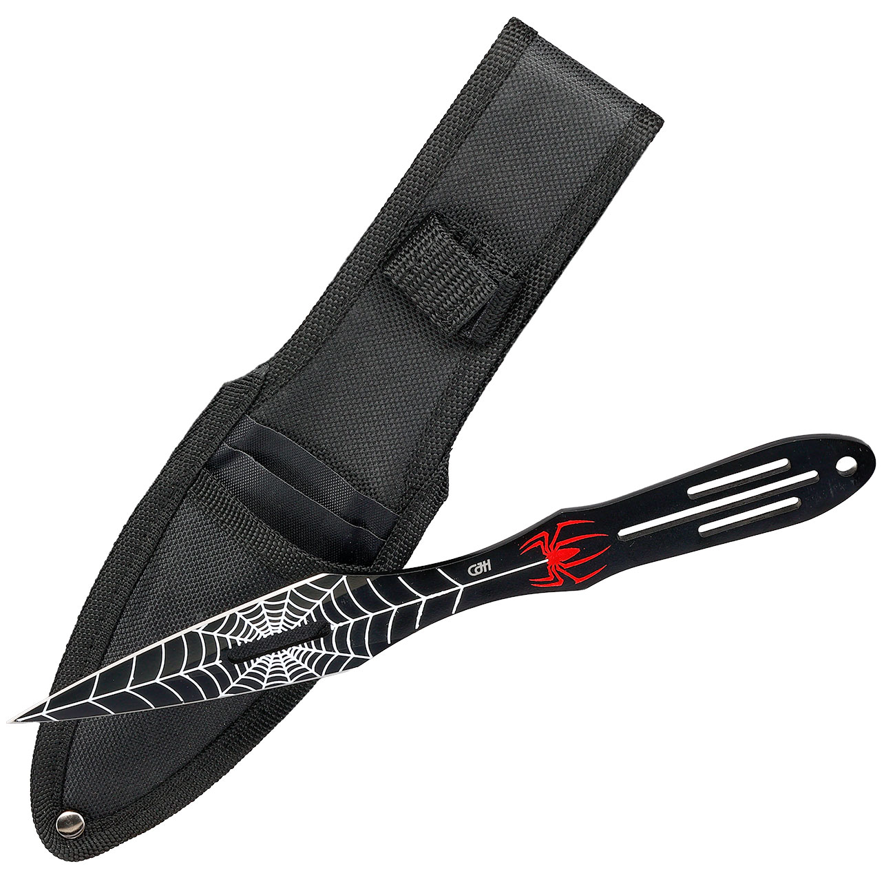 CJH 3 tlg. Wurfmesser-Set Stahl AISI 420 beschichtet, Spinnenmotiv Bild 2