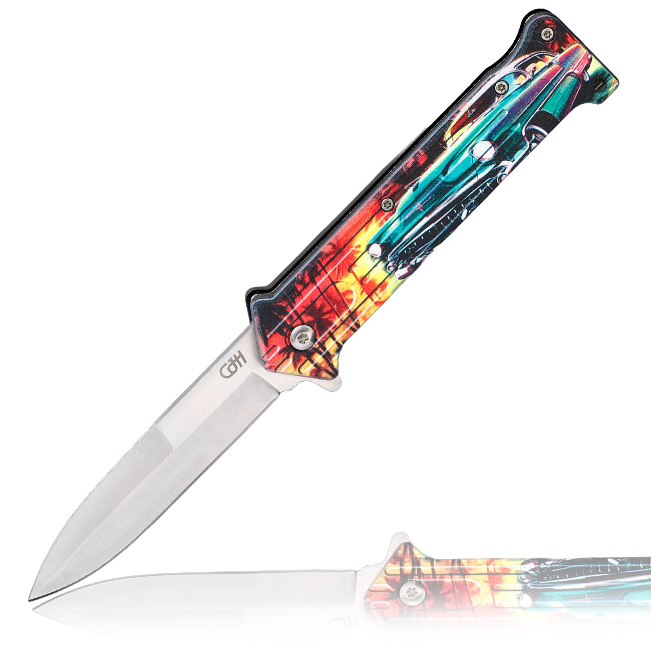 CJH Einhandmesser mit US CAR Motiv und Clip