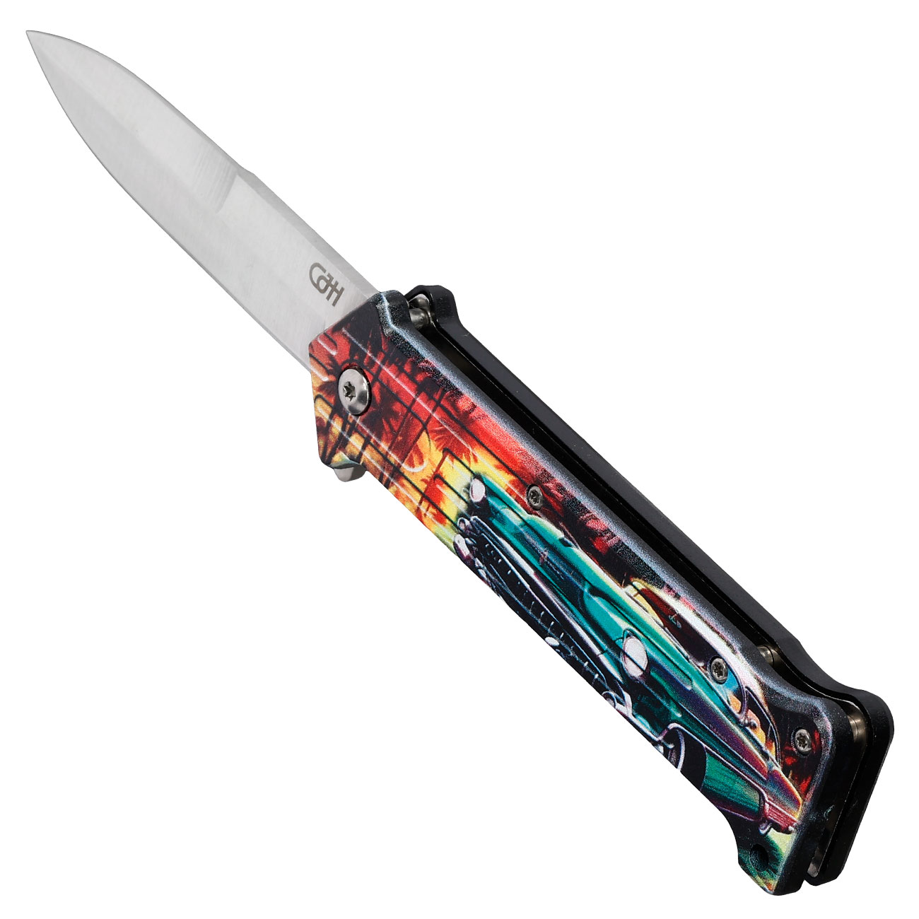 CJH Einhandmesser mit US CAR Motiv und Clip Bild 6