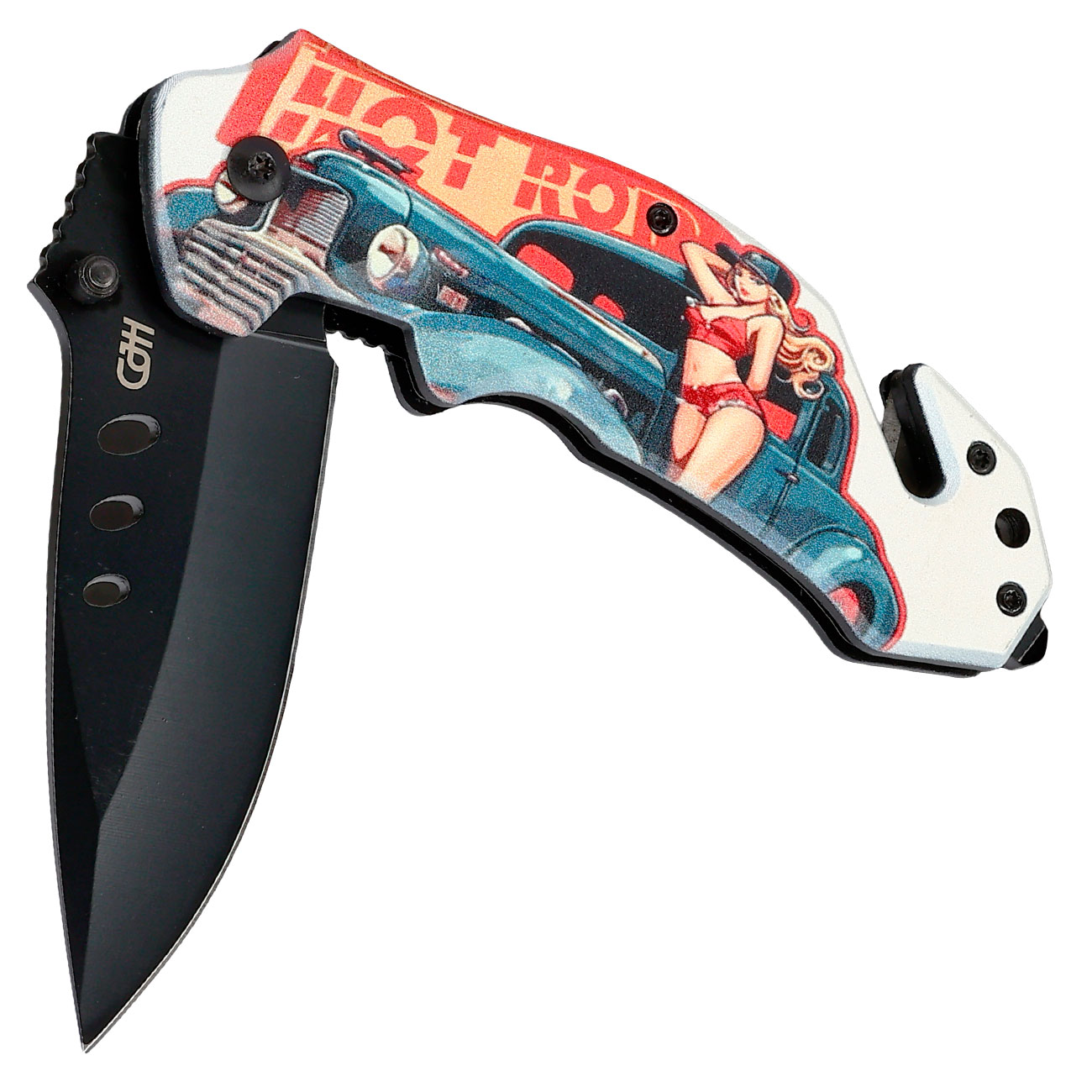 CJH Rettungsmesser, Pin Up US-Car mit Grtelclip Bild 3
