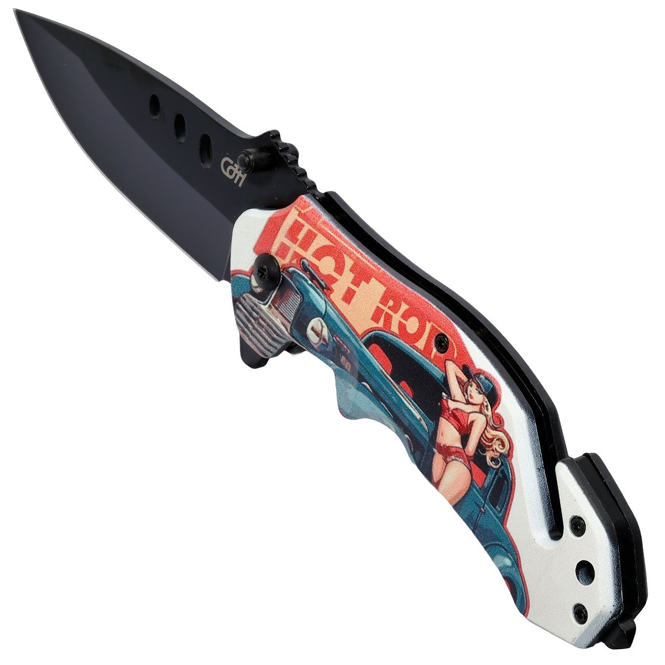 CJH Rettungsmesser, Pin Up US-Car mit Grtelclip Bild 6