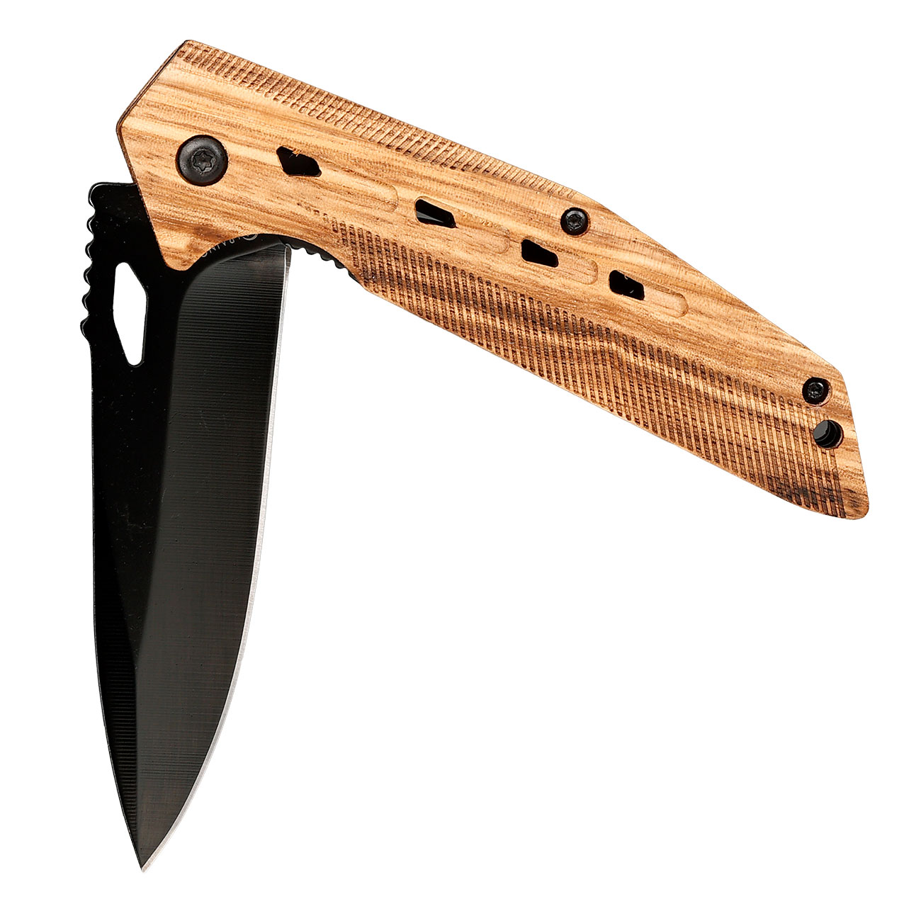 Albainox Klappmesser mit brnierter Klinge und beeindruckenden Zebra-Muster im Holzgriff Bild 2