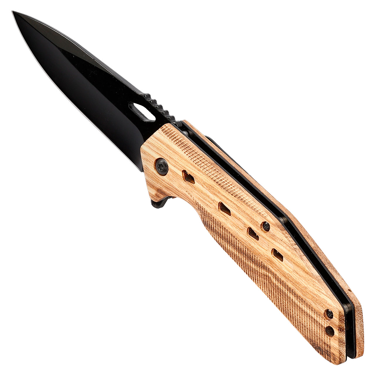 Albainox Klappmesser mit brnierter Klinge und beeindruckenden Zebra-Muster im Holzgriff Bild 5