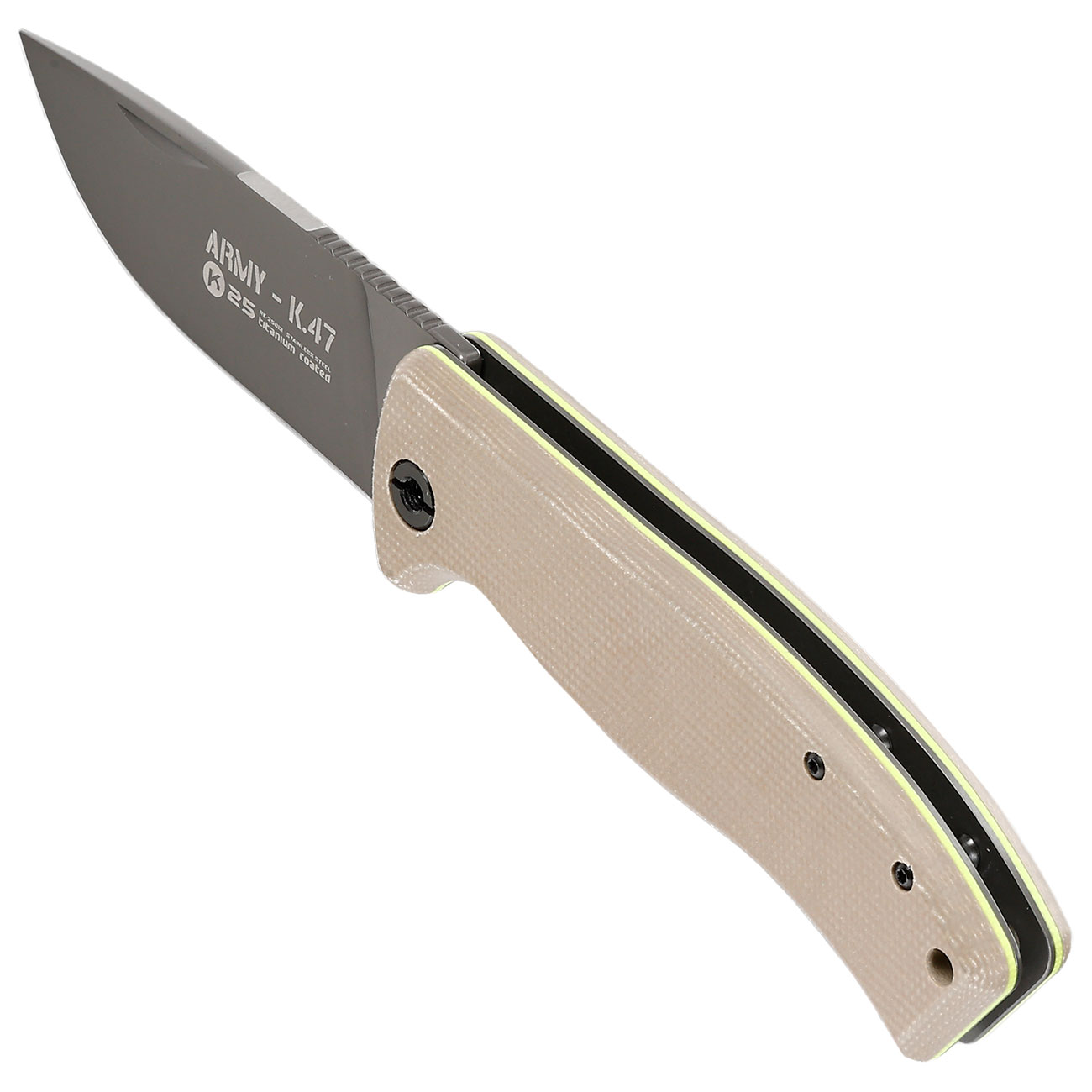 K25 Army K47 Klappmesser mit Feuerstarter und Lederscheide Bild 8