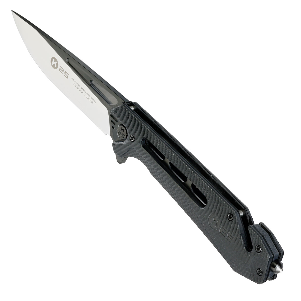 K25 Black Tactical XL robustes Rettungsmesser mit Titanbeschichtung Bild 7