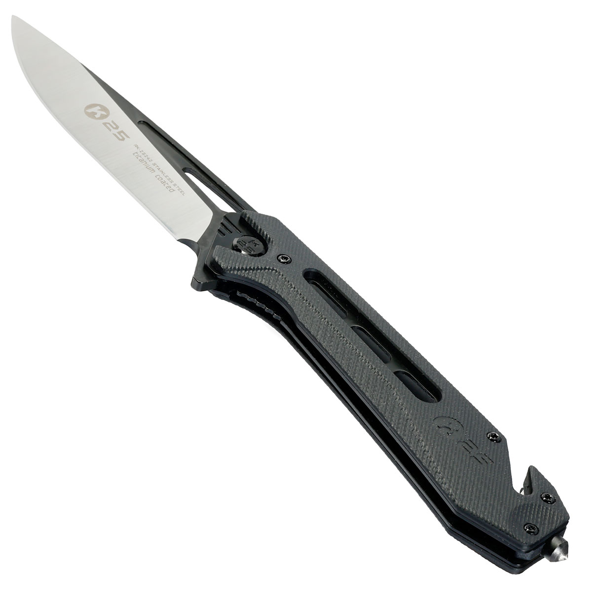 K25 Black Tactical XL robustes Rettungsmesser mit Titanbeschichtung Bild 8