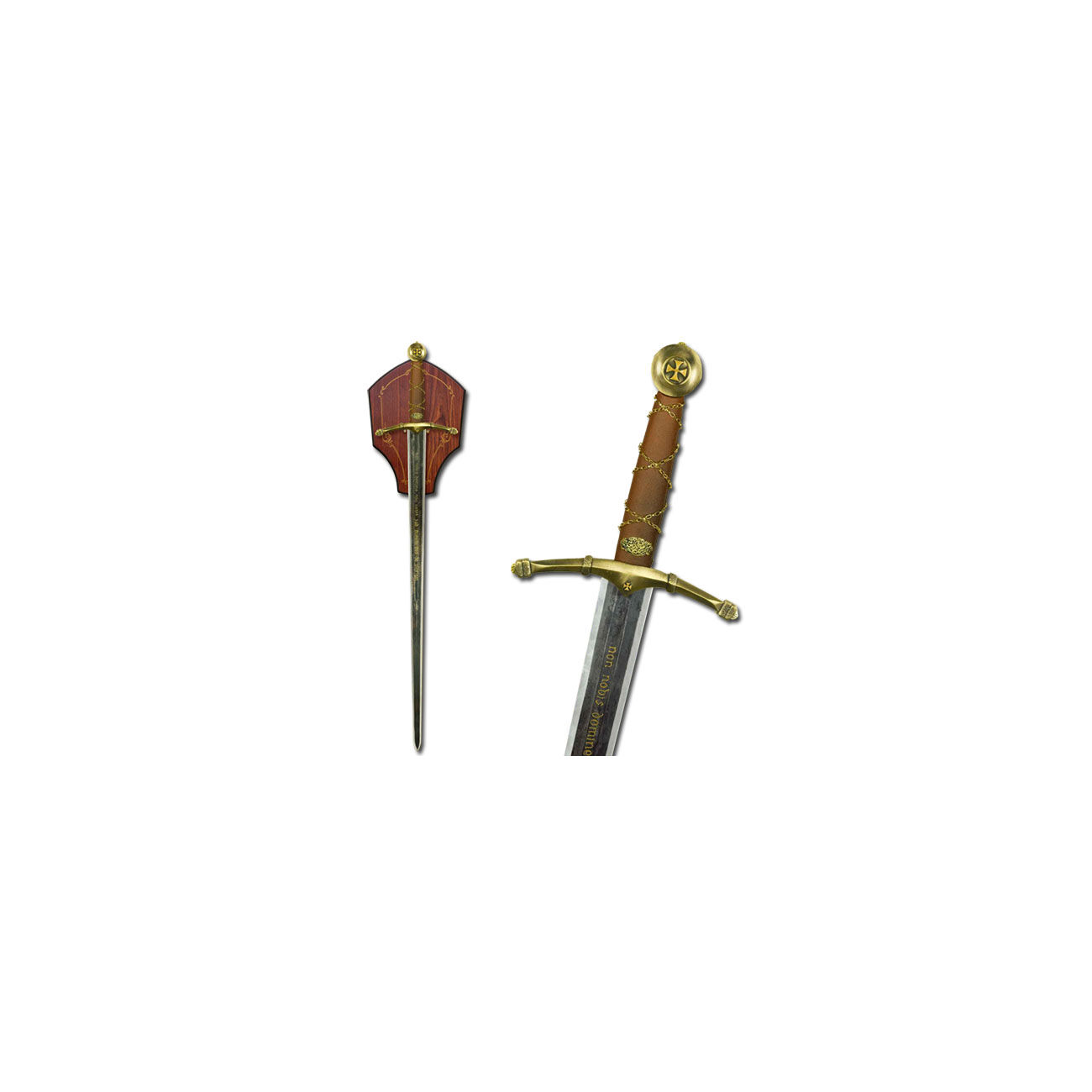 Historisches Schwert Tempelritter mit Wandhalterung Dekomodell