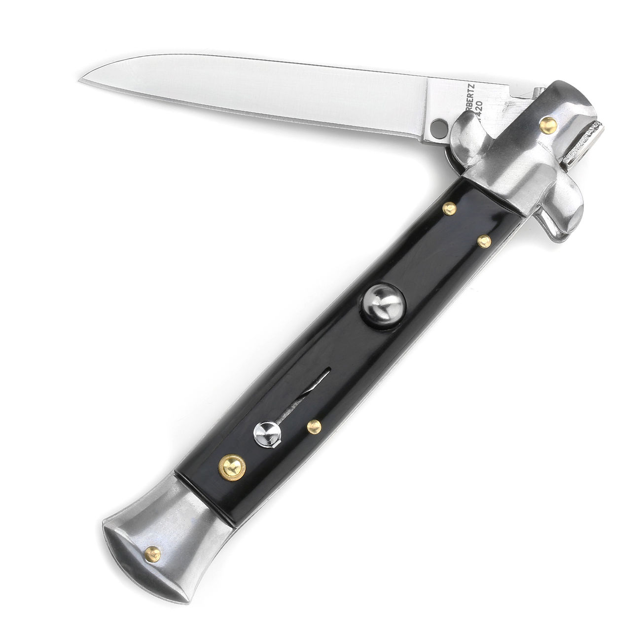 HERBERTZ Stiletto Einhand Taschenmesser Messer Schwarz automatik 8,2 cm spring 