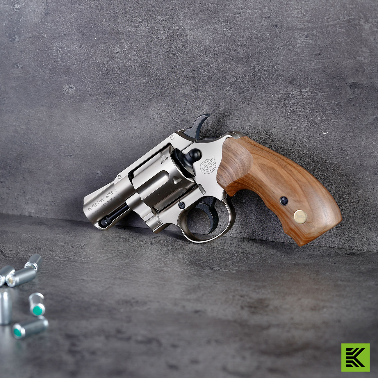Colt Detective Special Schreckschuss Revolver Kal. 9mm R.K. Holzgriff vernickelt Bild 1