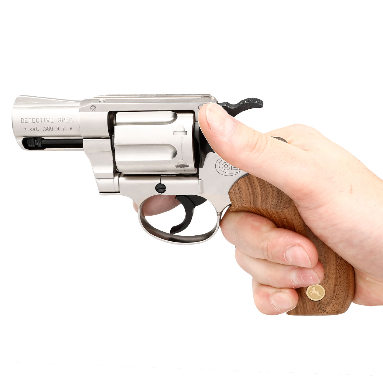 Colt Detective Special Schreckschuss Revolver Kal. 9mm R.K. Holzgriff vernickelt Bild 5