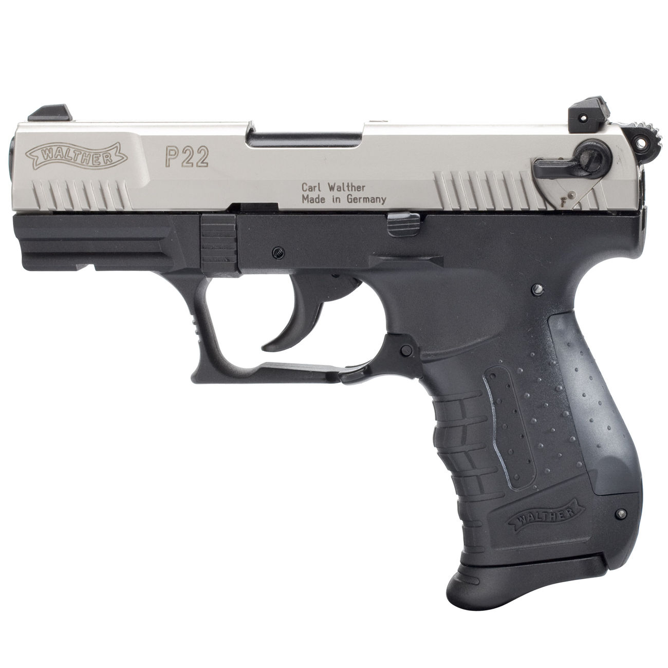 Walther P22 Schreckschuss Pistole 9mm P A K Vernickelter Schlitten Bicolor Kotte Zeller