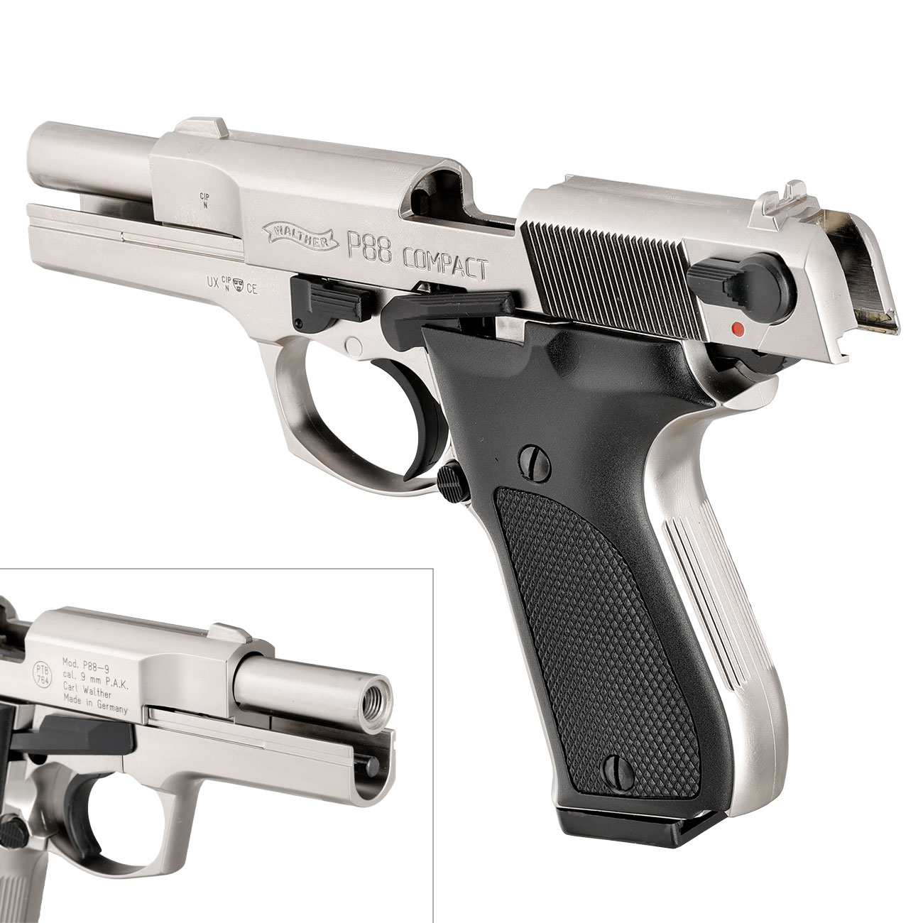 Walther P88 Schreckschuss Pistole 9mm P.A.K. bicolor/vernickelt Bild 8