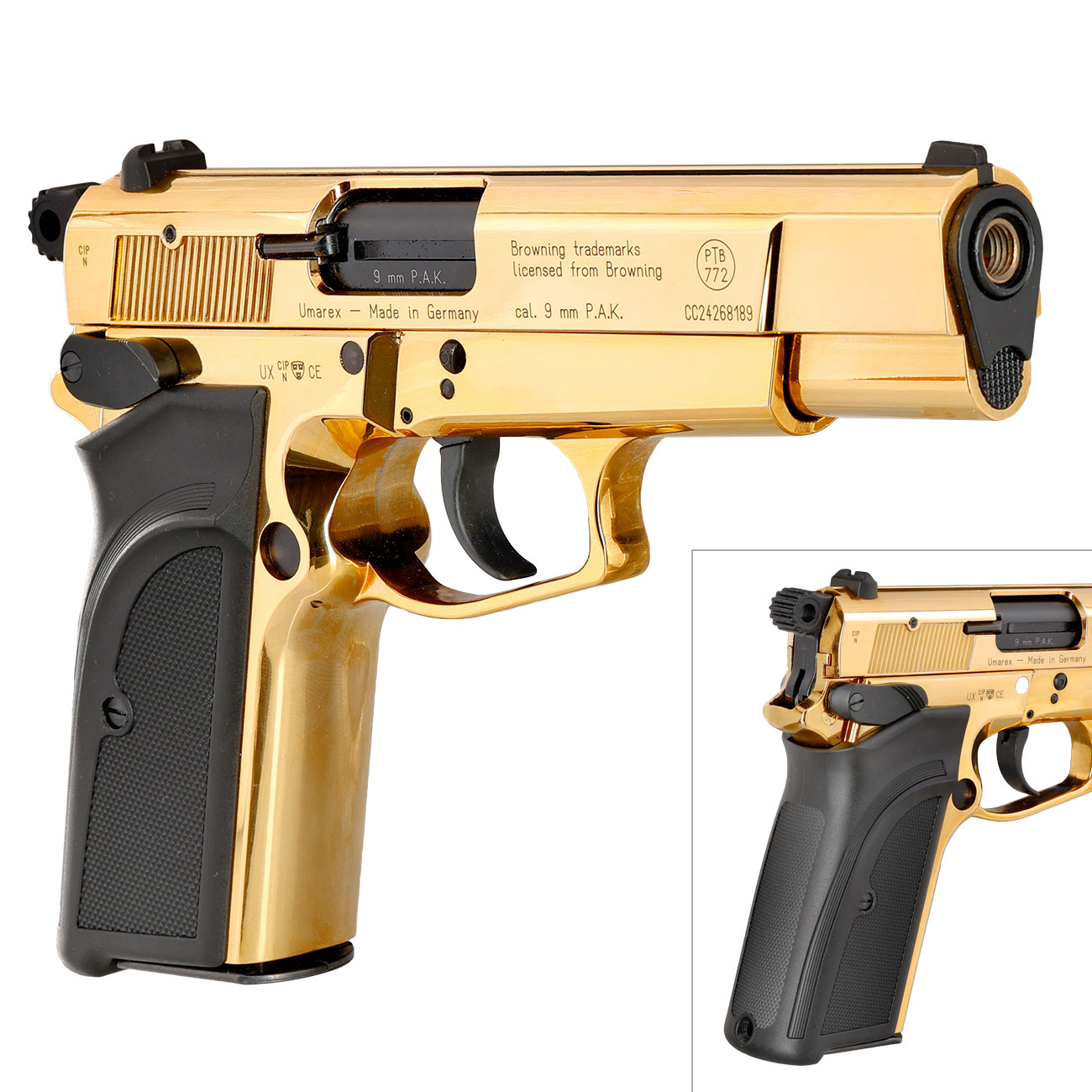 Browning GPDA9 Schreckschuss Pistole 9mm P.A.K. gold finish Bild 9