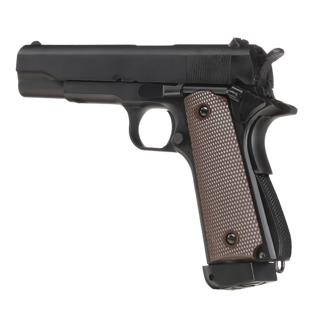 Double Bell M1911A1 Vollmetall CO2BB 6mm BB schwarz inkl. Pistolenkoffer Bild 10