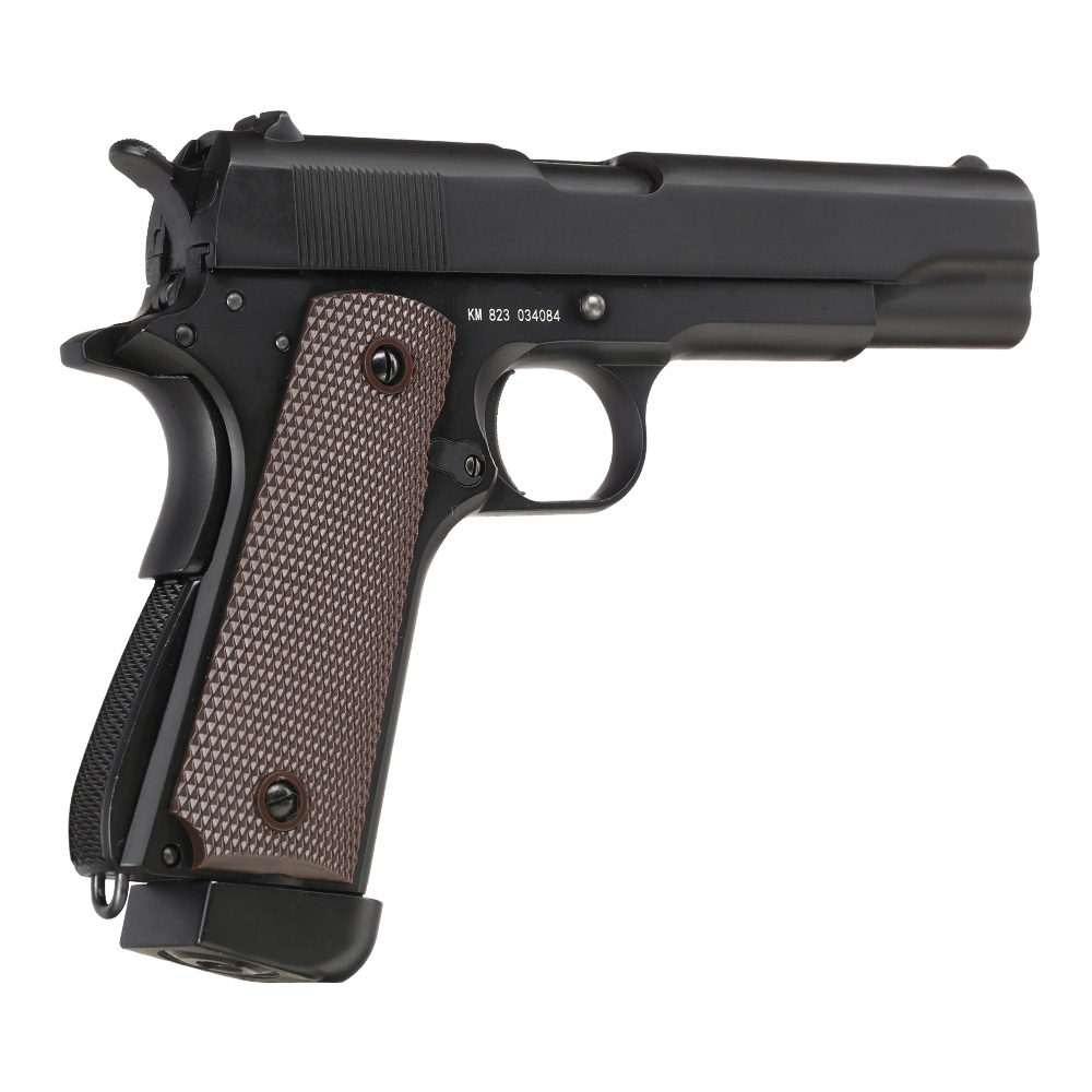 Double Bell M1911A1 Vollmetall CO2BB 6mm BB schwarz inkl. Pistolenkoffer Bild 4