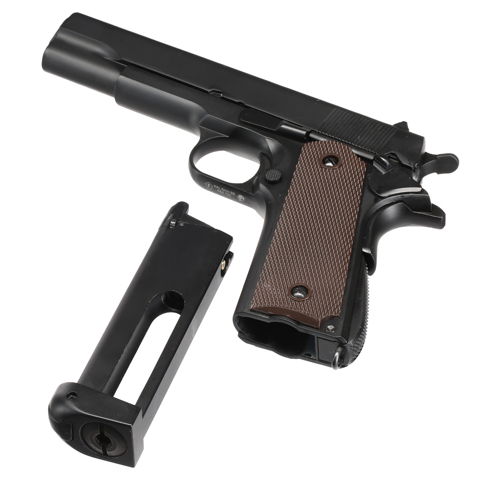 Double Bell M1911A1 Vollmetall CO2BB 6mm BB schwarz inkl. Pistolenkoffer Bild 6