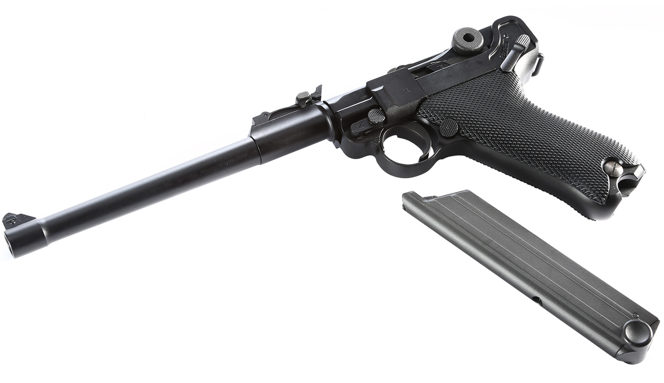 Wei-ETech P08 Airsoft Vollmetall GBB 6mm BB schwarz - 8 Zoll Version Bild 4