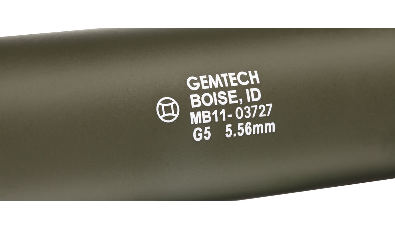 Madbull / Gemtech G5 Aluminium Silencer inkl. Flash-Hider oliv / OD 14mm - Bild 4