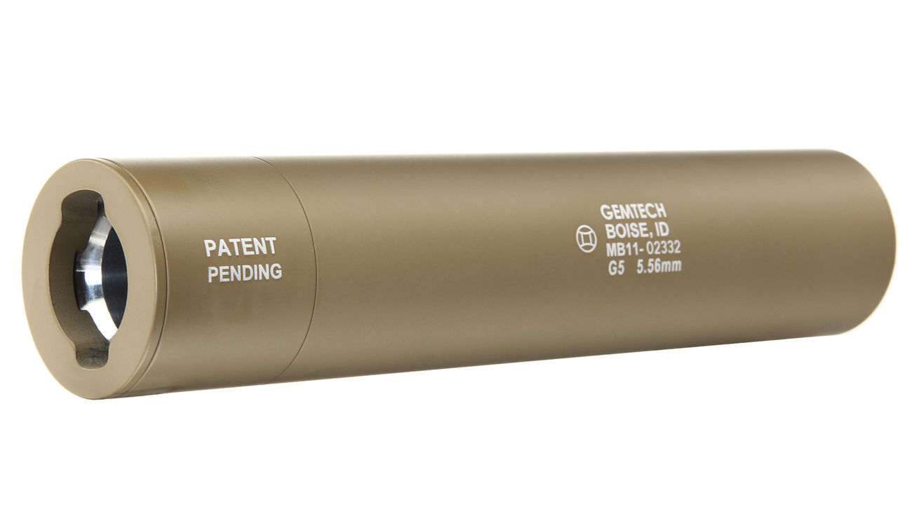 Madbull / Gemtech G5 Aluminium Silencer inkl. Flash-Hider Desert Tan 14mm - Bild 1