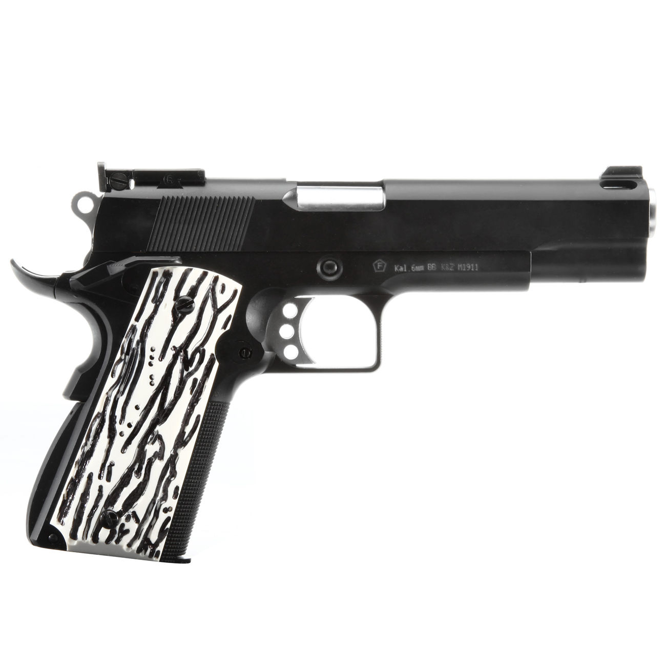 Wei-ETech M1911 Compensator mit Zebra-Grips Vollmetall GBB 6mm BB schwarz Bild 2