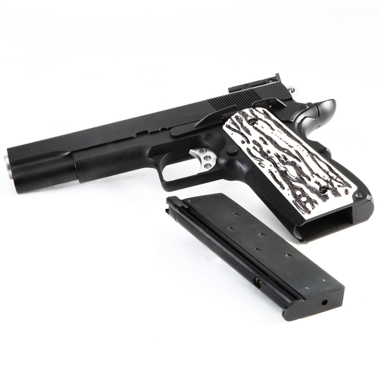 Wei-ETech M1911 Compensator mit Zebra-Grips Vollmetall GBB 6mm BB schwarz Bild 4