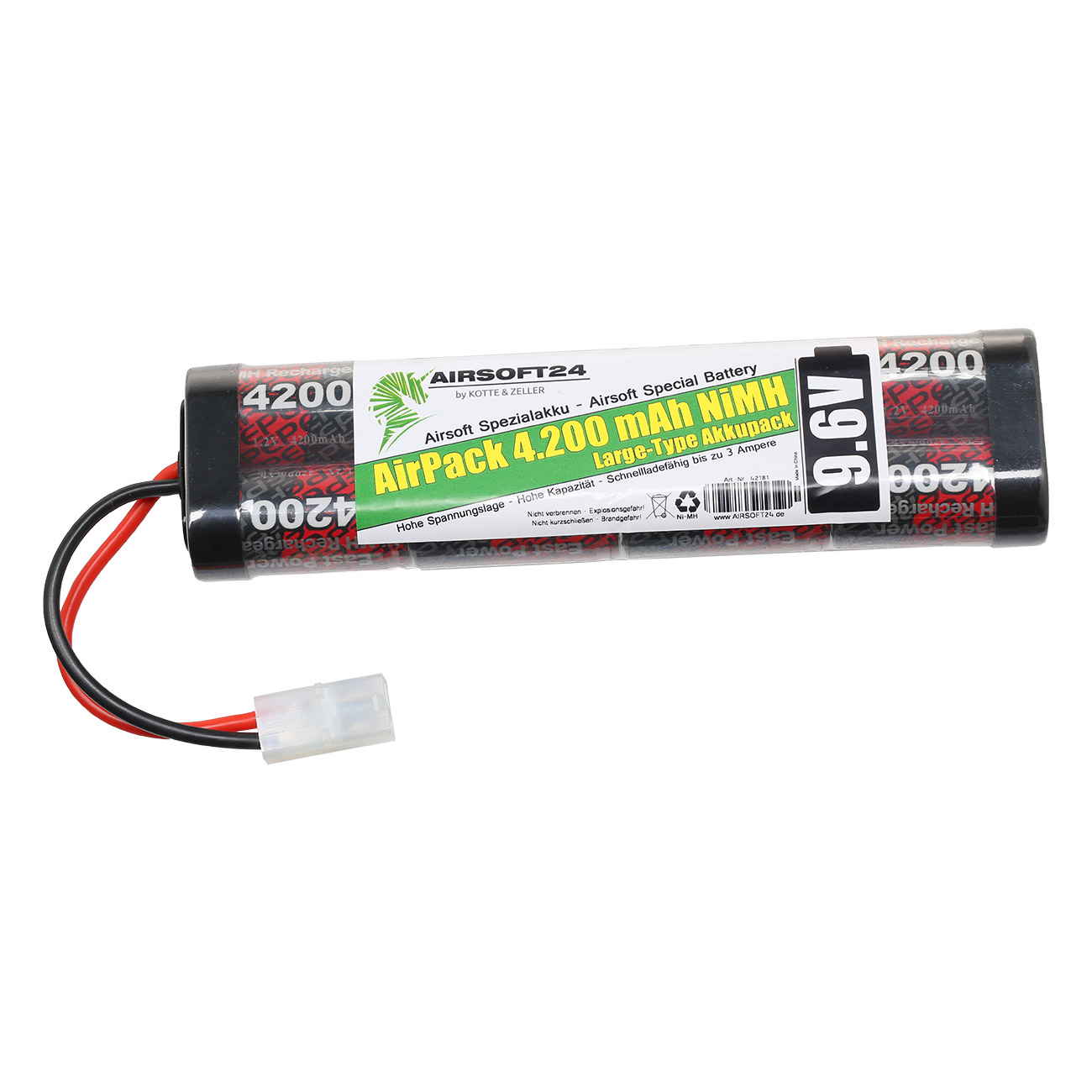 Airsoft24 AirPack Akku 9.6V 4200mAh NiMH Large-Type mit TAM Anschluss Bild 1