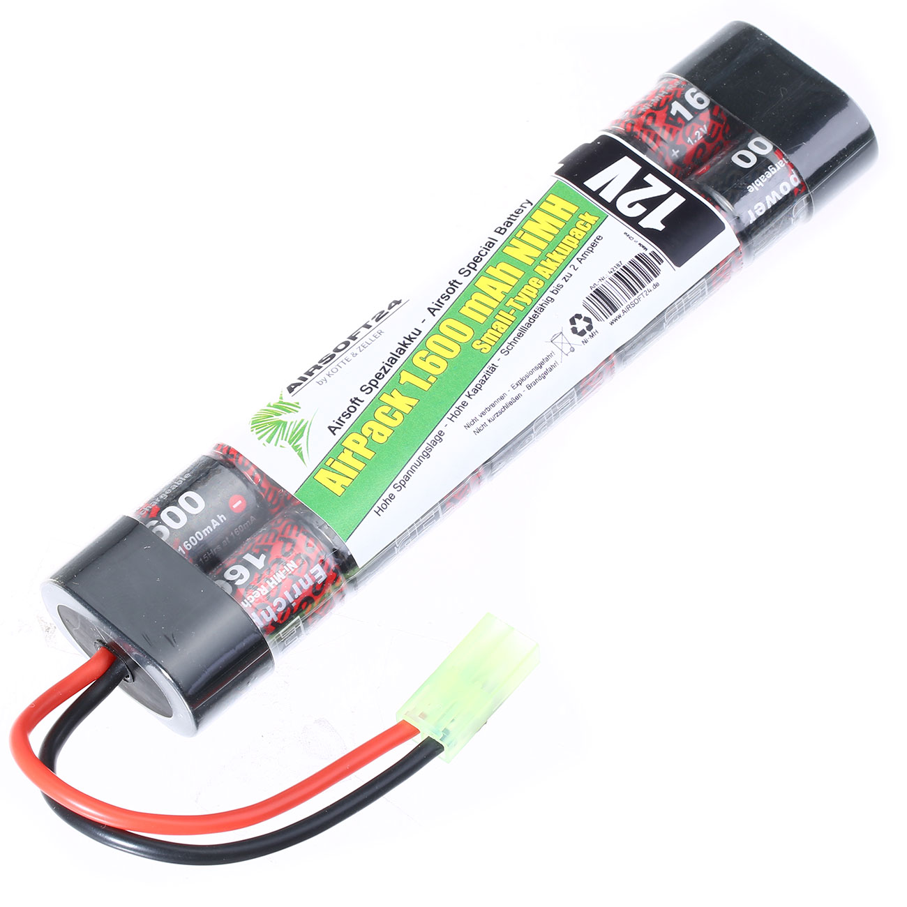 Airsoft24 AirPack Akku 12V 1600mAh NiMH Small-Type mit Mini-Tam