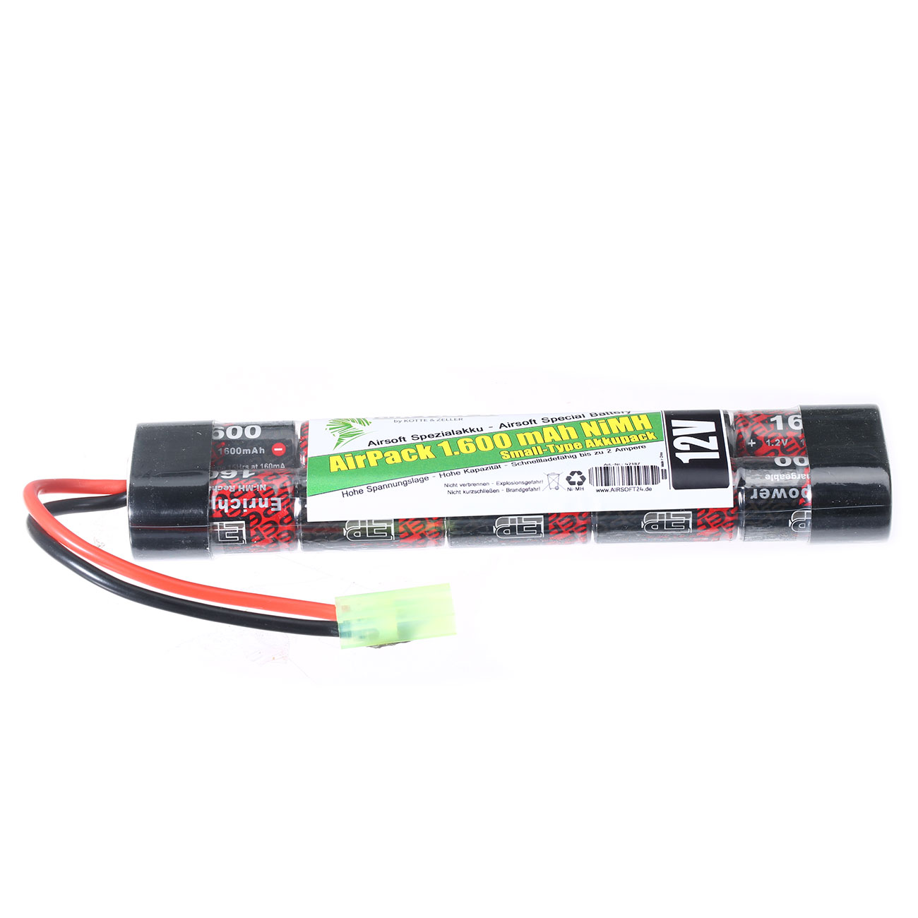 Airsoft24 AirPack Akku 12V 1600mAh NiMH Small-Type mit Mini-Tam Anschluss Bild 2