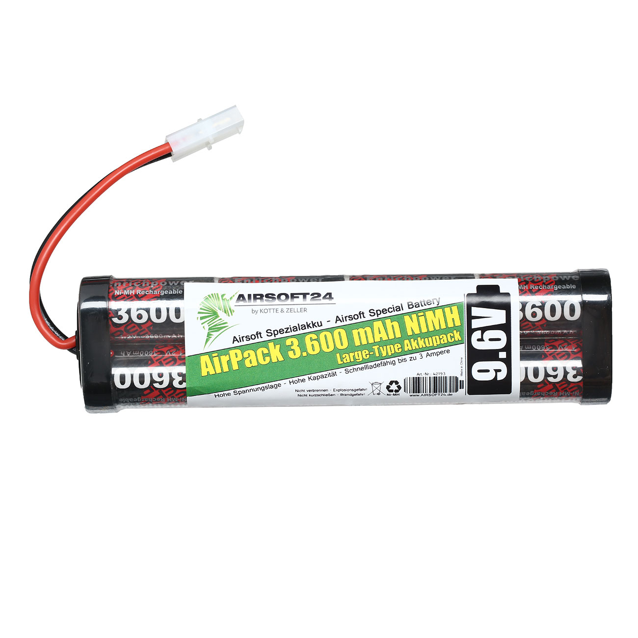 Airsoft24 AirPack Akku 9.6V 3600mAh NiMH Large-Type mit TAM Anschluss Bild 1