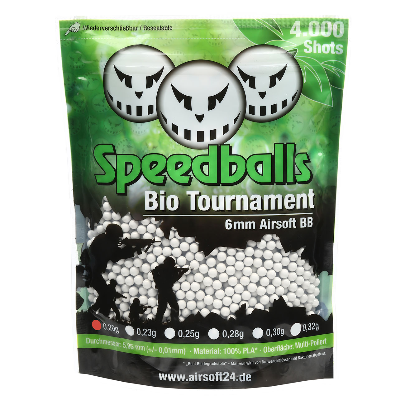 Speedballs Bio Tournament BBs 0.20g 4.000er Beutel weiß