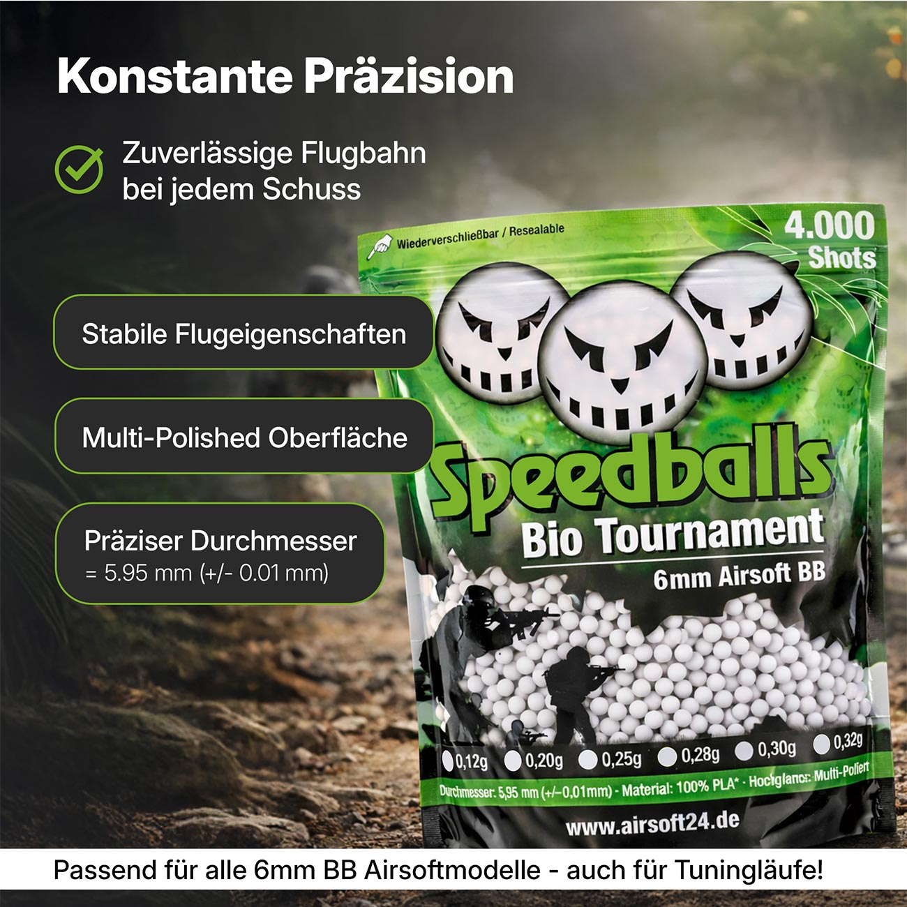 Speedballs Bio Tournament BBs 0.20g 4.000er Beutel wei� Bild 2