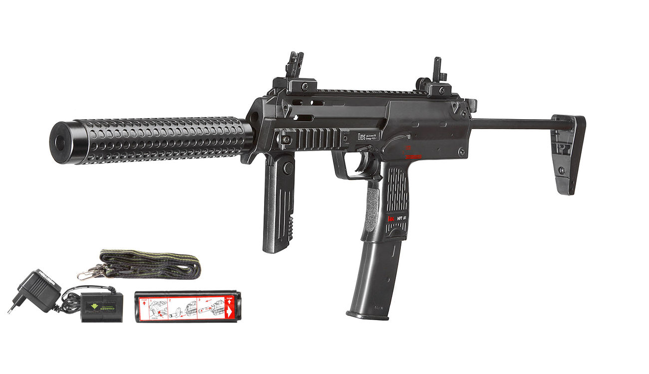 Heckler & Koch MP7A1 SWAT Vollmetall Komplettset AEG 6mm BB schwarz