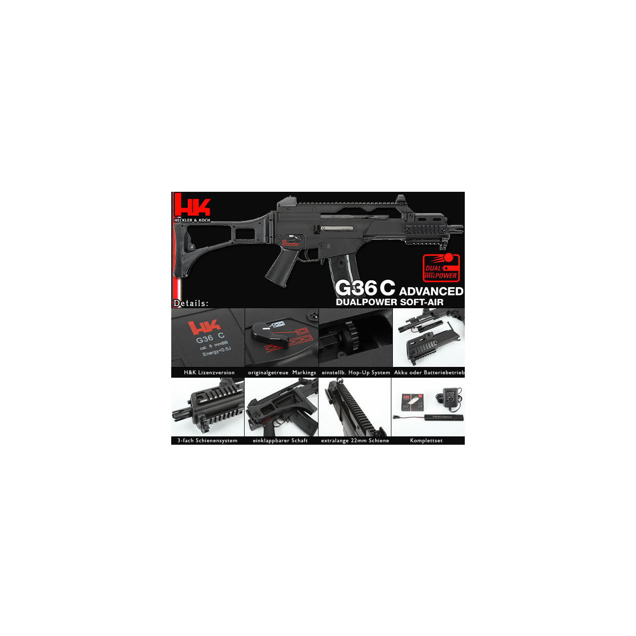 Heckler & Koch G36C Advanced Dualpower Komplettset AEG / Springer