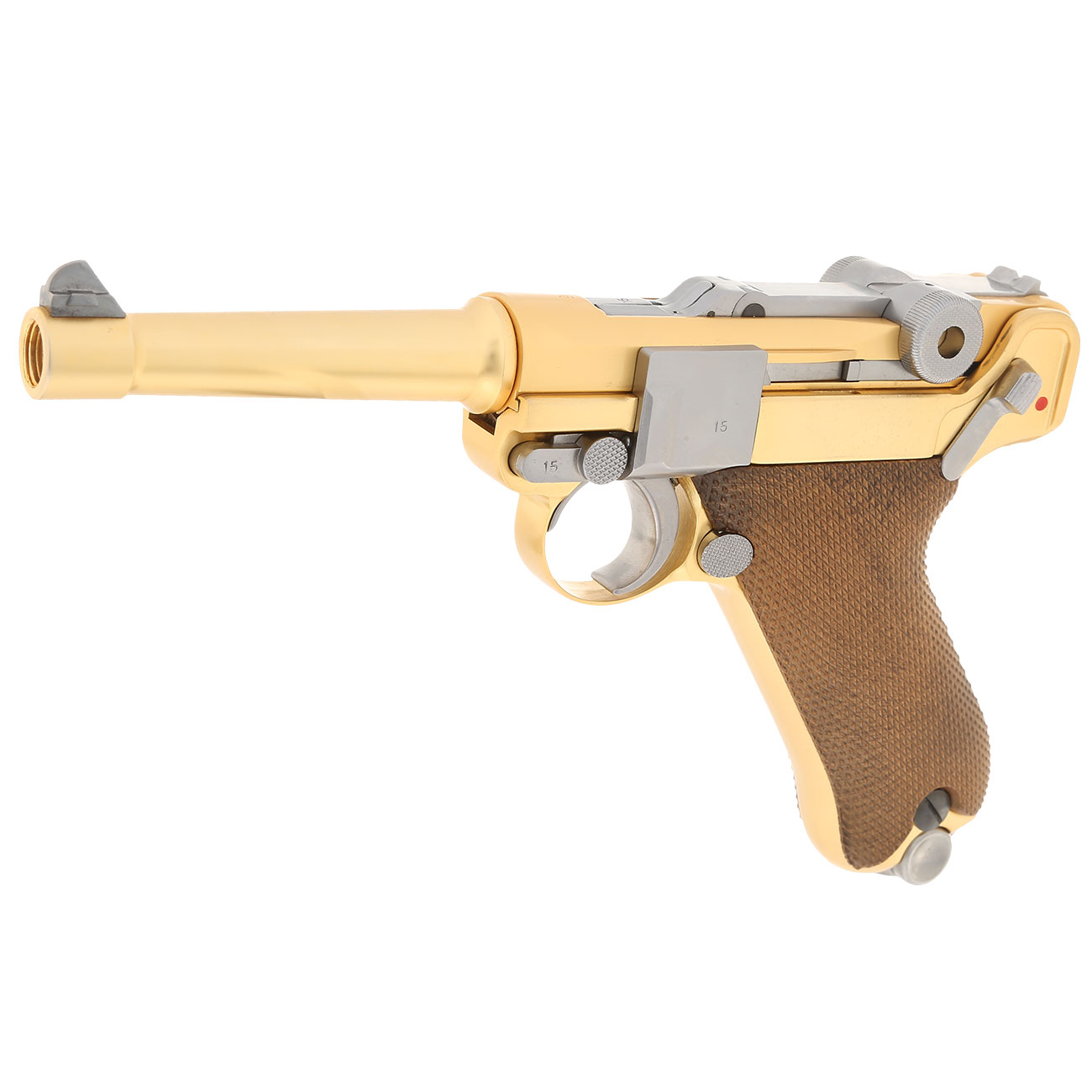 Wei-ETech P08 Airsoft Vollmetall GBB 6mm BB Gold-Plated-Finish Version - 4 Zoll Version