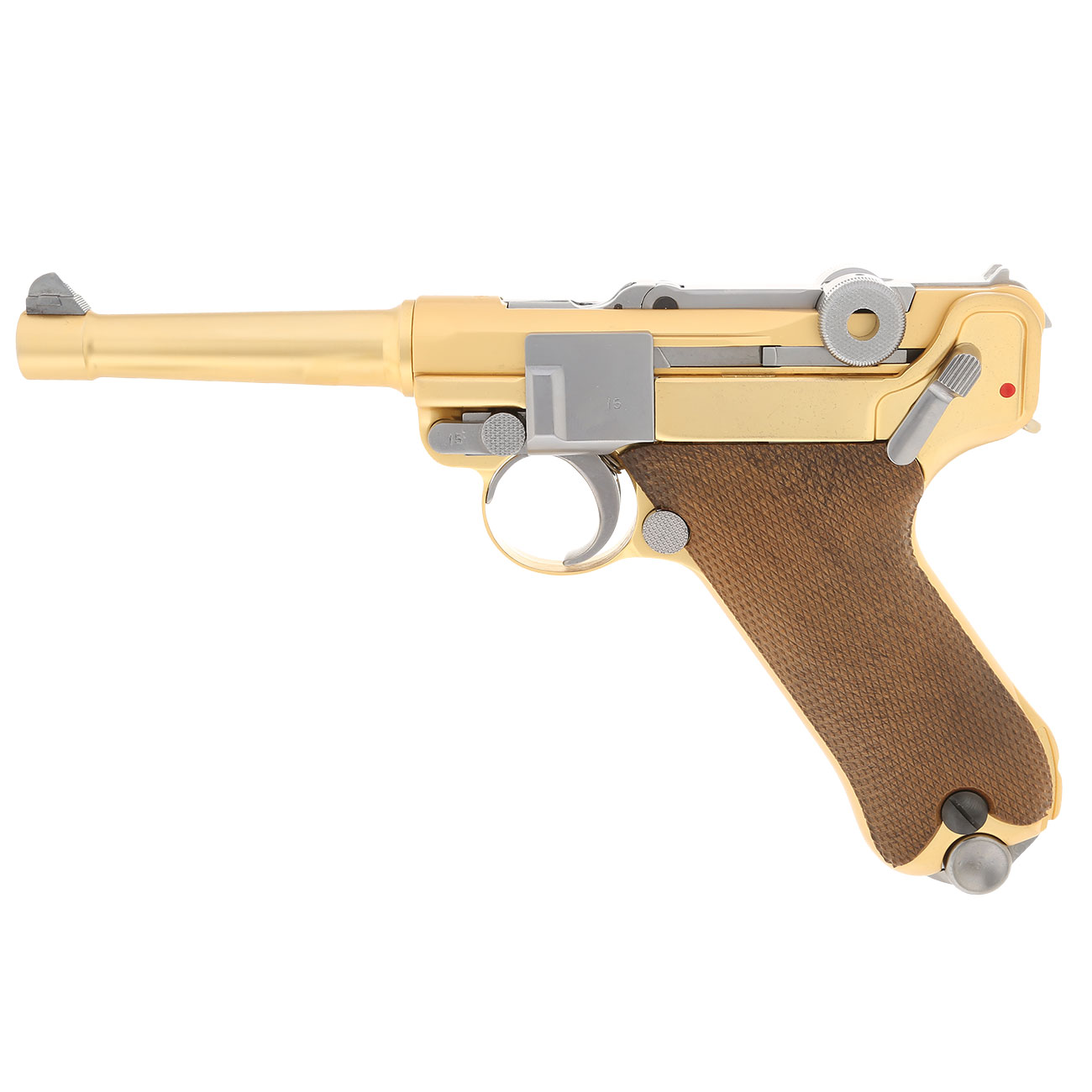 Wei-ETech P08 Airsoft Vollmetall GBB 6mm BB Gold-Plated-Finish Version - 4 Zoll Version Bild 1