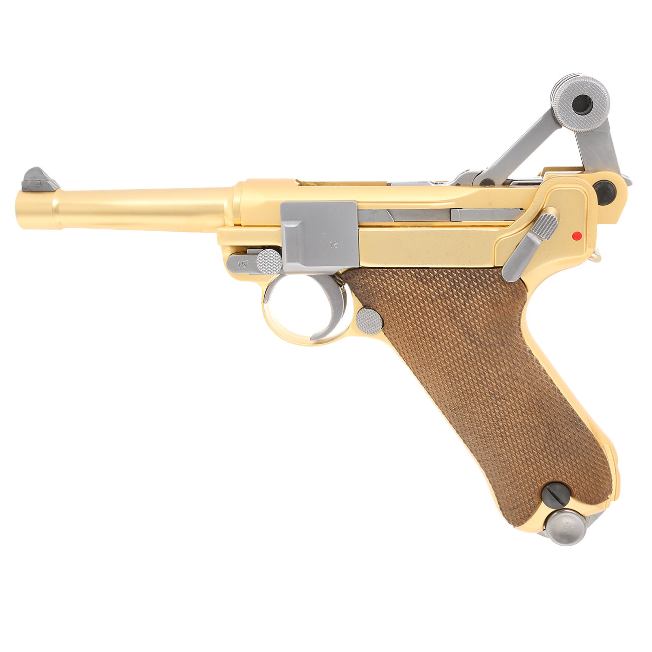 Wei-ETech P08 Airsoft Vollmetall GBB 6mm BB Gold-Plated-Finish Version - 4 Zoll Version Bild 2