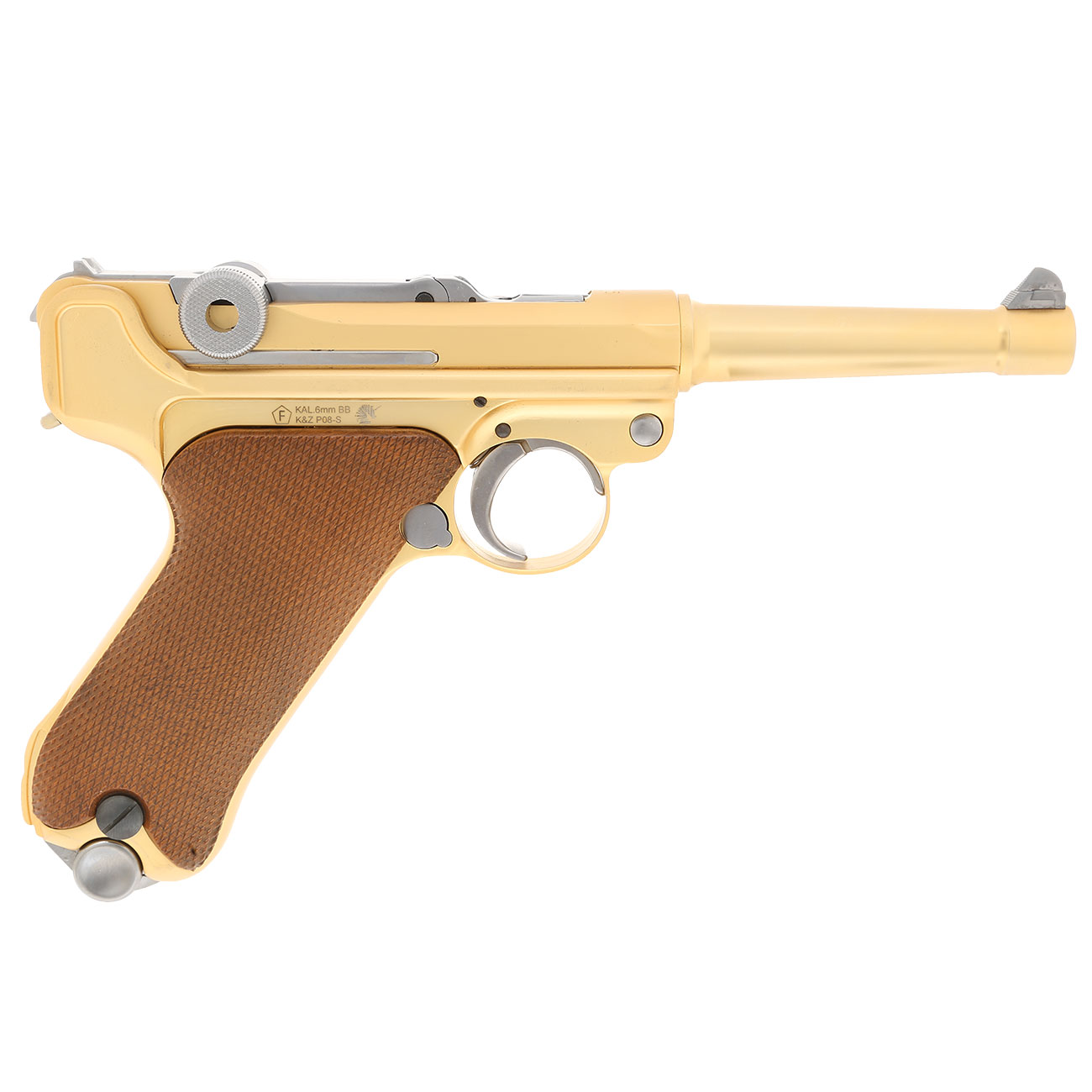 Wei-ETech P08 Airsoft Vollmetall GBB 6mm BB Gold-Plated-Finish Version - 4 Zoll Version Bild 3