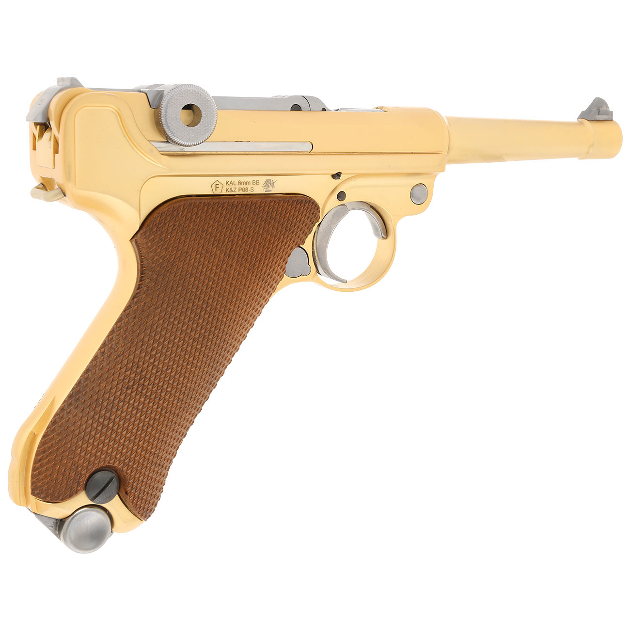 Wei-ETech P08 Airsoft Vollmetall GBB 6mm BB Gold-Plated-Finish Version - 4 Zoll Version Bild 4