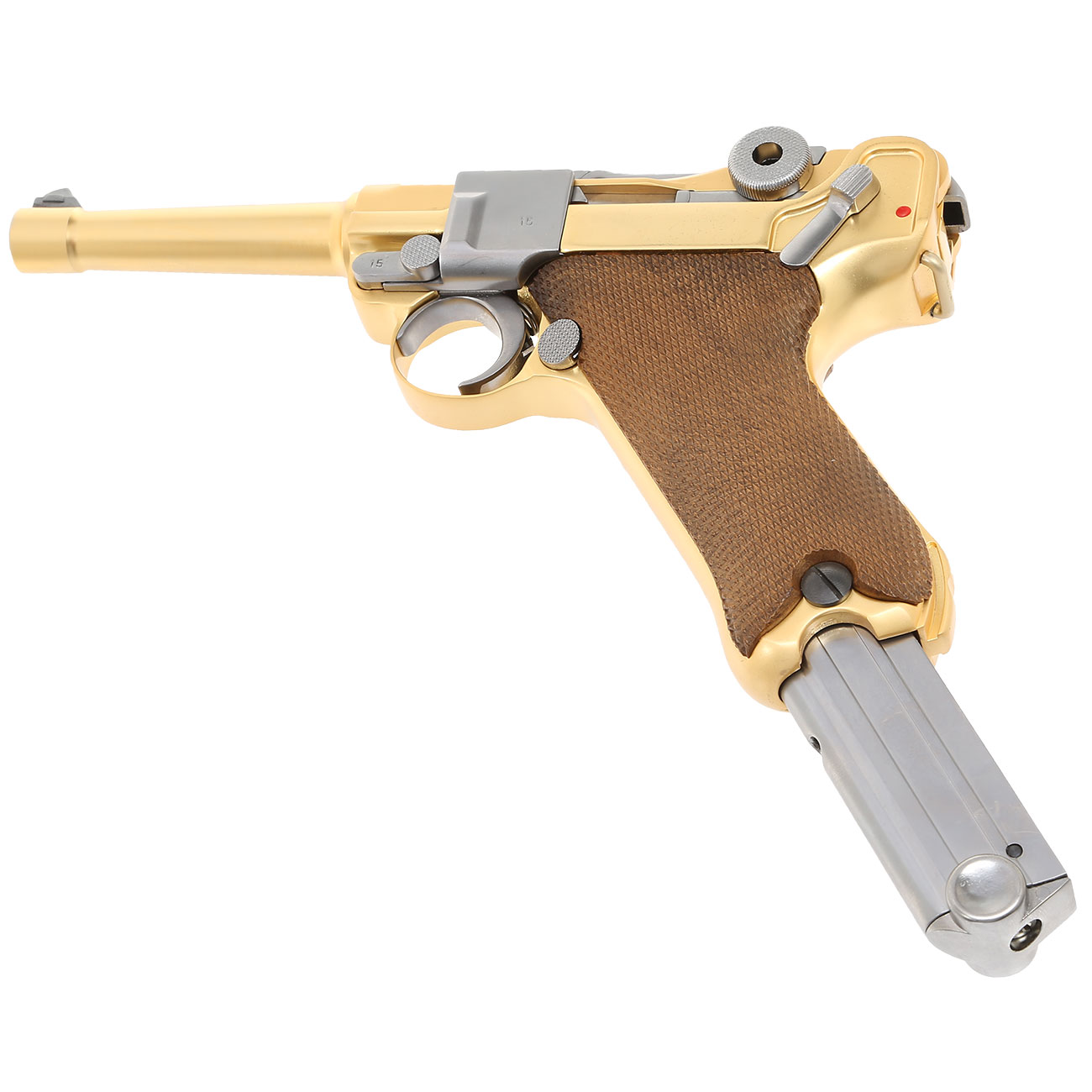 Wei-ETech P08 Airsoft Vollmetall GBB 6mm BB Gold-Plated-Finish Version - 4 Zoll Version Bild 5