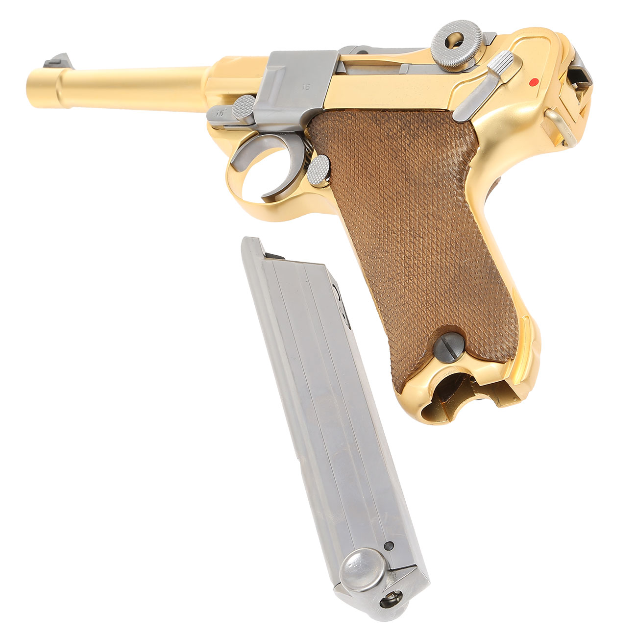 Wei-ETech P08 Airsoft Vollmetall GBB 6mm BB Gold-Plated-Finish Version - 4 Zoll Version Bild 6