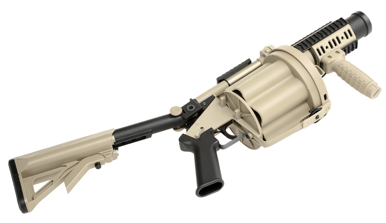 ICS GLM 40mm Airsoft Revolver-Granatwerfer mit Crane Stock Desert Tan Bild 6
